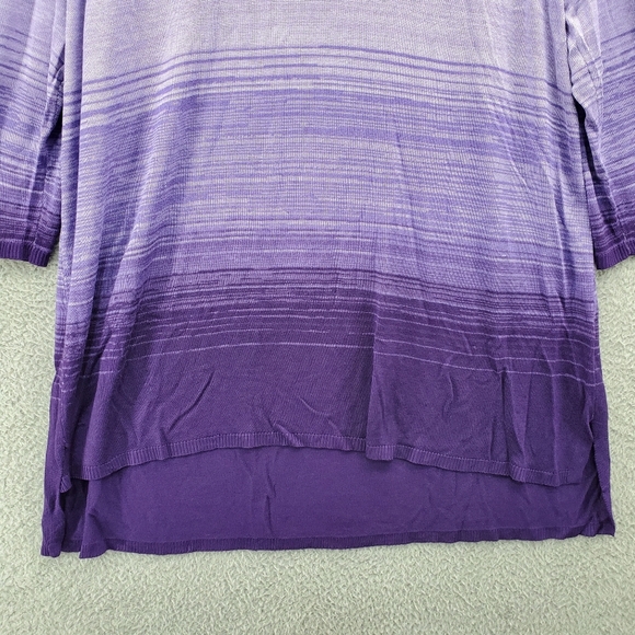 Catherines Women's Plus Size 1X Pointelle Ombre Pullover Sweater Purple - Picture 4 of 10
